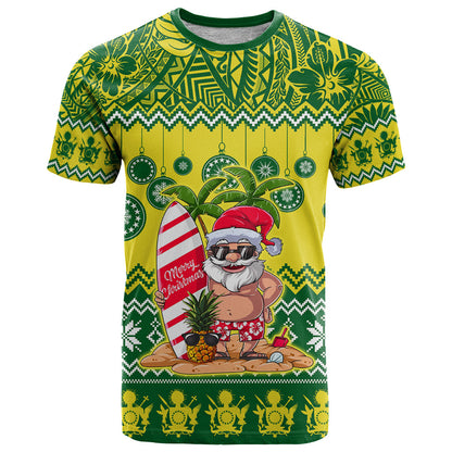 Personalised Cook Islands Christmas T-Shirt Santa Beach Meri Kiritimiti Graphic Tee