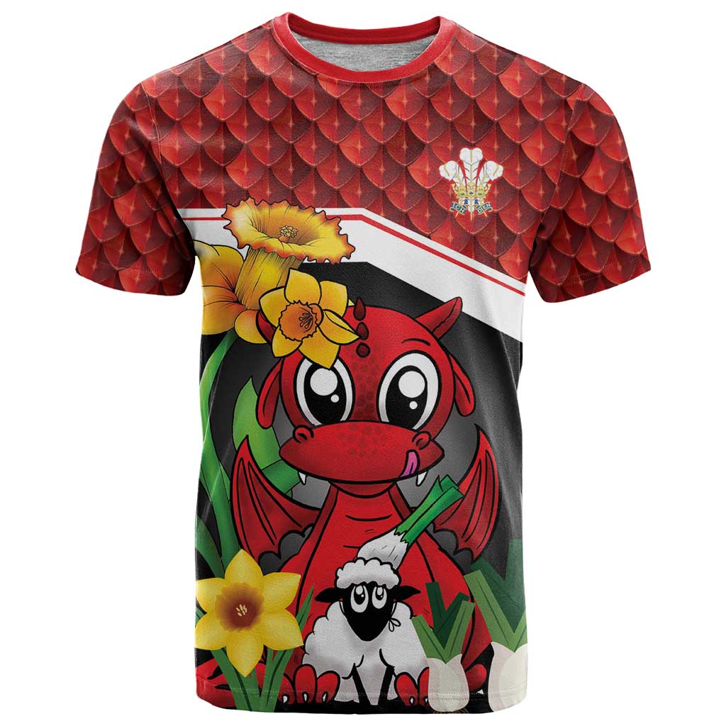 Saint David's Day Personalized T-Shirt Red Welsh Dragon Daffodil Sheep Leak Graphic Tee