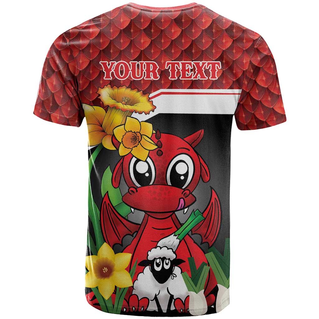 Saint David's Day Personalized T-Shirt Red Welsh Dragon Daffodil Sheep Leak Graphic Tee