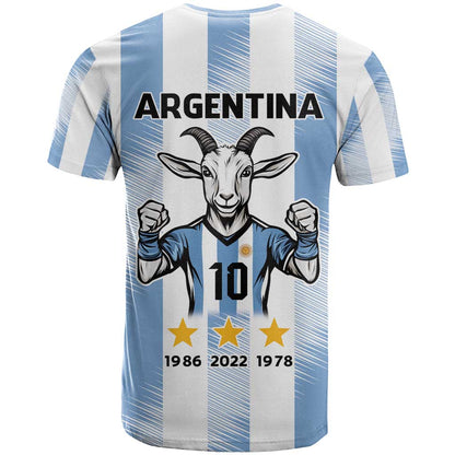Blue Argentina 10 Goat T-Shirt History Champions World Cup Graphic Tee