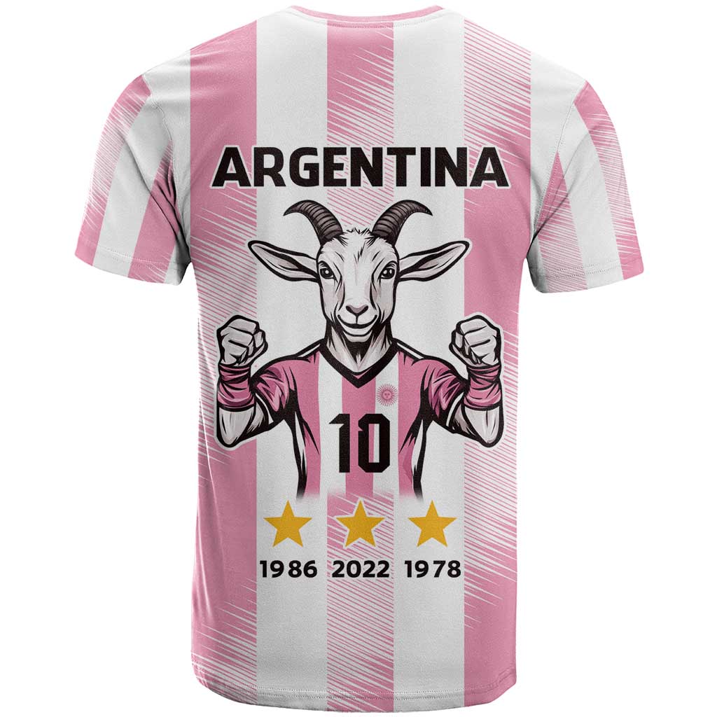 Pink Argentina 10 Goat T-Shirt History Champions World Cup Graphic Tee