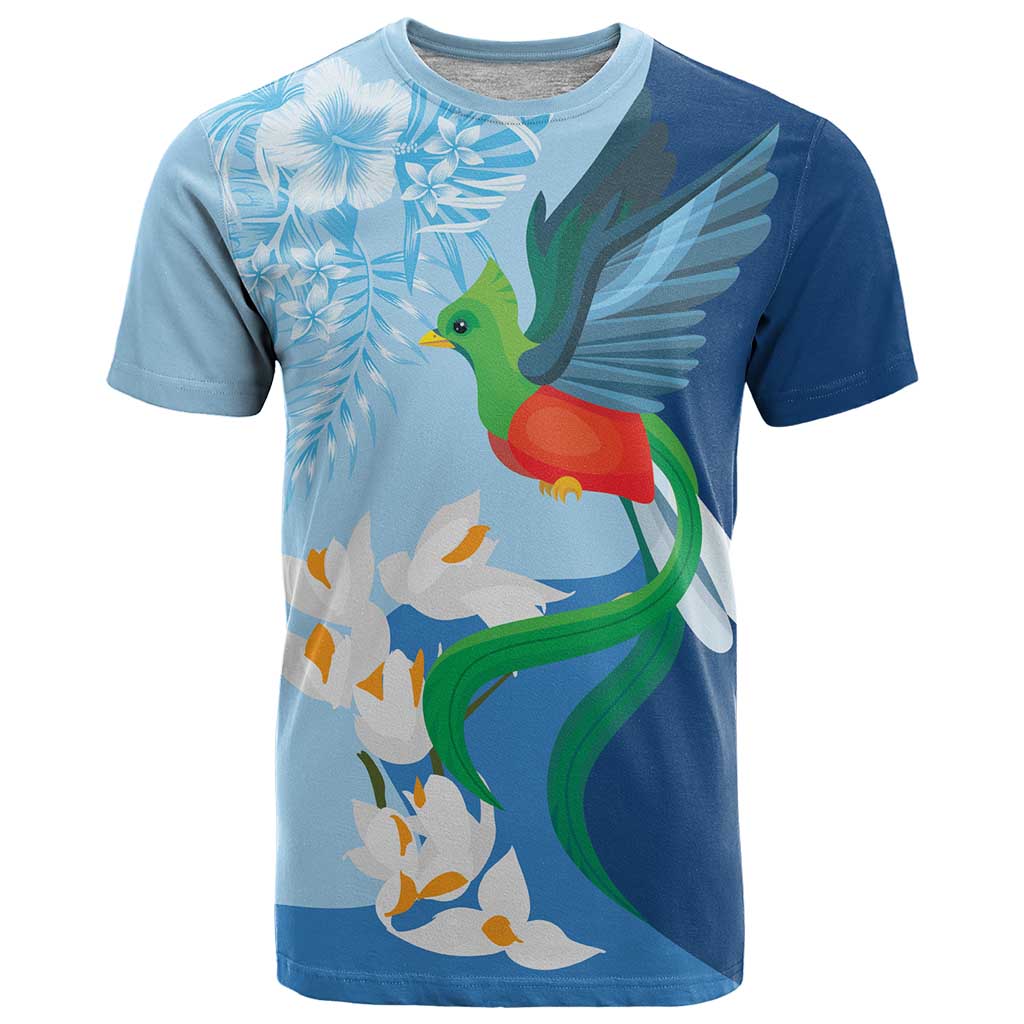 Guatemala Quetzal Bird T-Shirt Monja Blanca Flowers Graphic Tee
