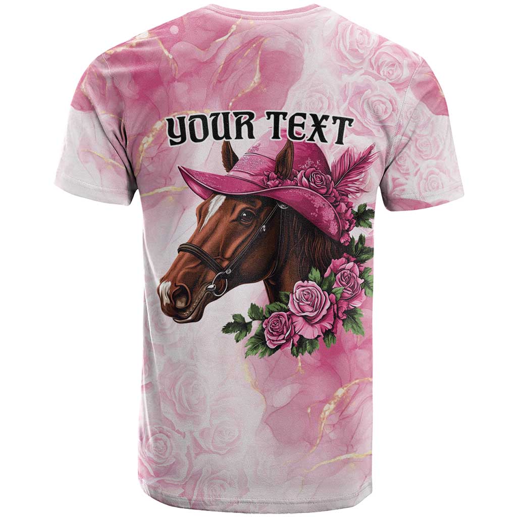 Personalized Kentucky Horse Race T-Shirt Big Hats And Horses Pink Out Party Graphic Tee