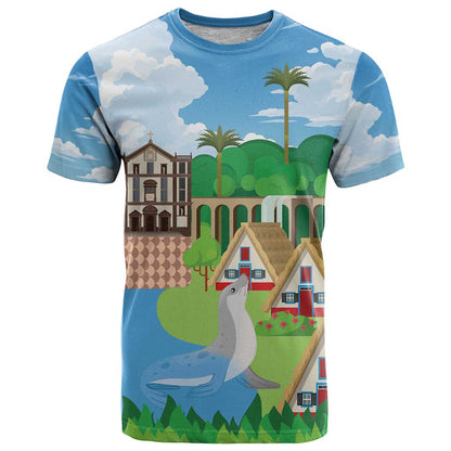 Feliz Dia de Madeira Personalized T-Shirt Traditional Palheiros Straw-roofed Houses Graphic Tee