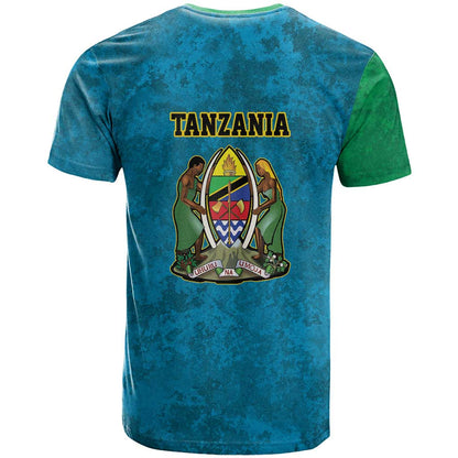 Kilimanjaro Tanzania T-Shirt Grunge Flag Map of Tanzania Graphic Tee