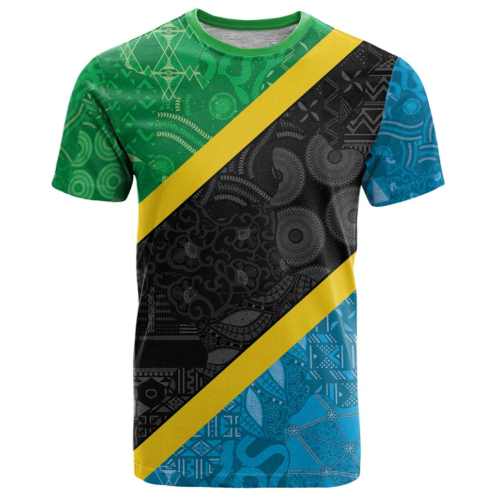 Tanzania 255 T-Shirt African Mix Pattern Flag Motif Graphic Tee