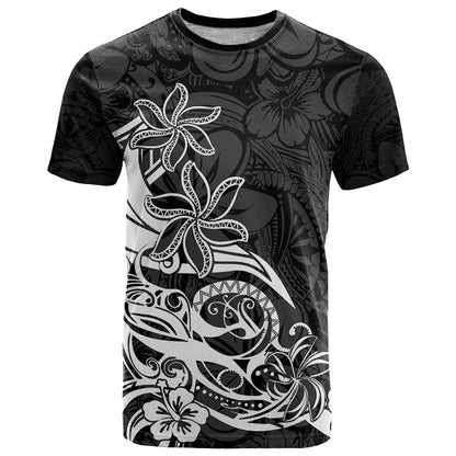 Polynesian Sunset Plumeria T-Shirt Pacific Island Tribal Black Style Graphic Tee