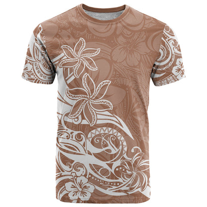 Polynesian Sunset Plumeria T-Shirt Pacific Island Tribal Nude Style Graphic Tee