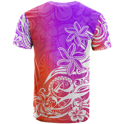 Polynesian Sunset Plumeria T-Shirt Pacific Island Tribal Purple Style Graphic Tee