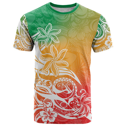 Polynesian Sunset Plumeria T-Shirt Pacific Island Tribal Reggae Style Graphic Tee