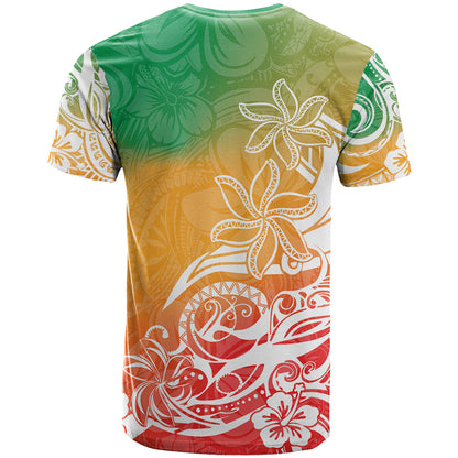 Polynesian Sunset Plumeria T-Shirt Pacific Island Tribal Reggae Style Graphic Tee