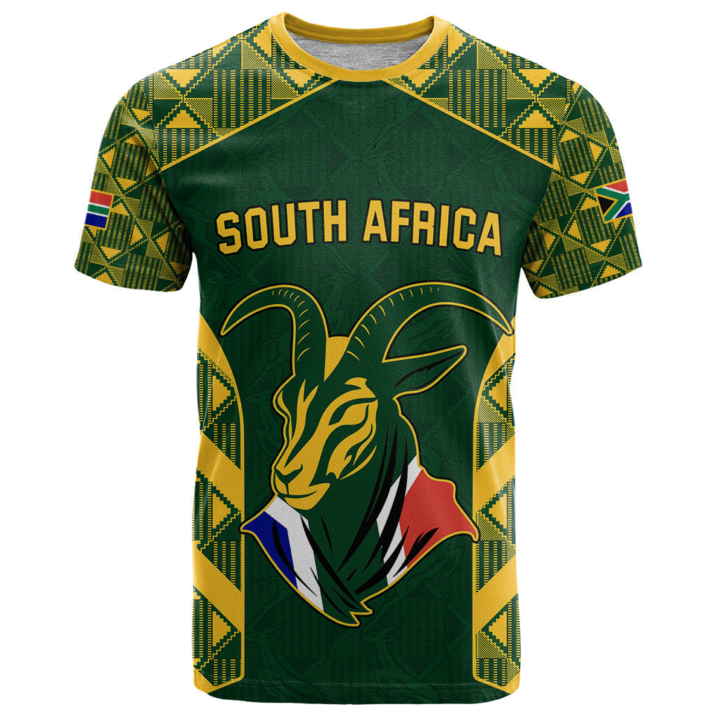South Africa Rugby T-Shirt Bokke Champions Kente Pattern Graphic Tee