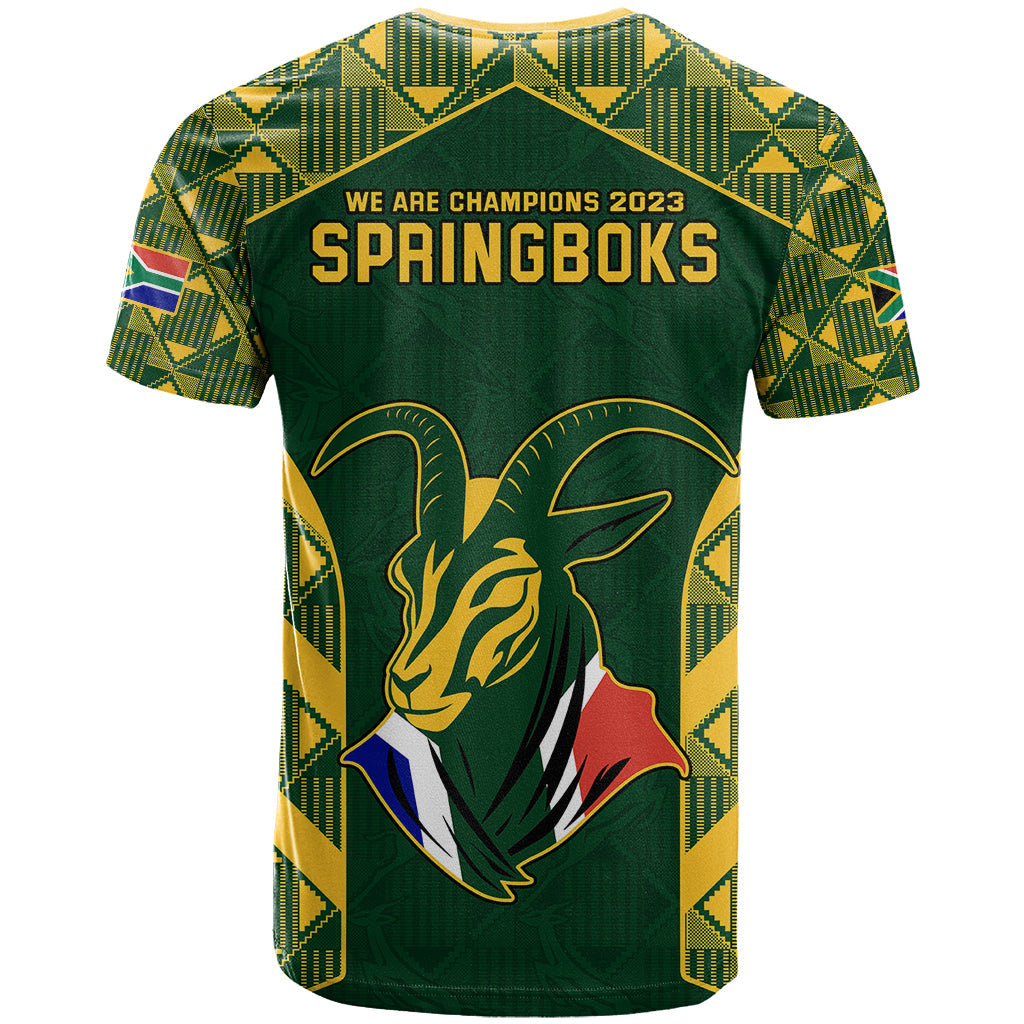 South Africa Rugby T-Shirt Bokke Champions Kente Pattern Graphic Tee