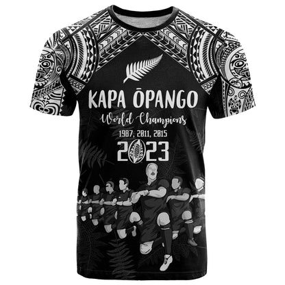 Custom NZ Rugby T-Shirt Kapa Opango Maori Haka With Years of The All Black Champions Graphic Tee
