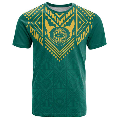 Jamaica Tribal Custom Football T-Shirt Green Style Graphic Tee