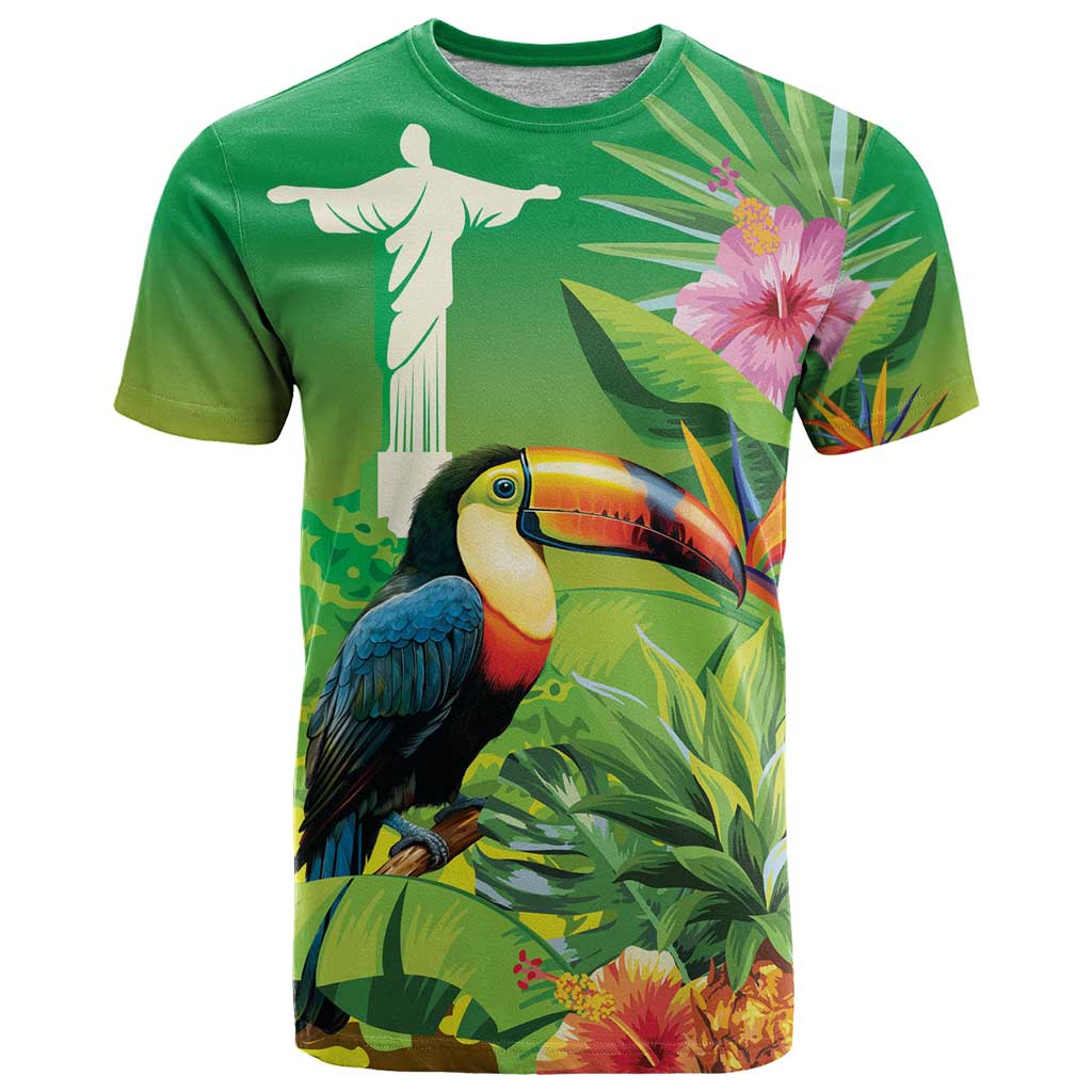 Brazil Rio-Toucan Bird Personalized T-Shirt Tropical Flowers Graphic Tee