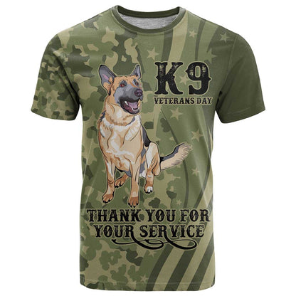 United States Canine Personalized T-Shirt USA Military K9s Camouflage Graphic Tee