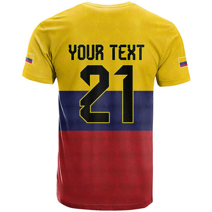 Colombia Football Custom T-Shirt Come On Los Cafeteros Flag Style Graphic Tee