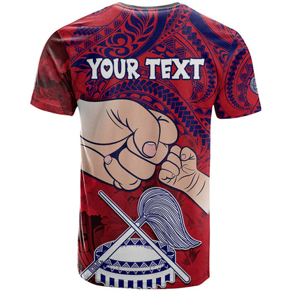 Personalised Dads Day American Samoa T-Shirt Dad Ou Te Alofa Ia Te Oe Tama - Polynesian Flowers Tribal Graphic Tee