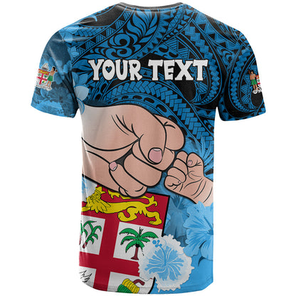 Personalised Dads Day Fiji T-Shirt Dad Au Lomani Iko - Polynesian Flowers Tribal Graphic Tee
