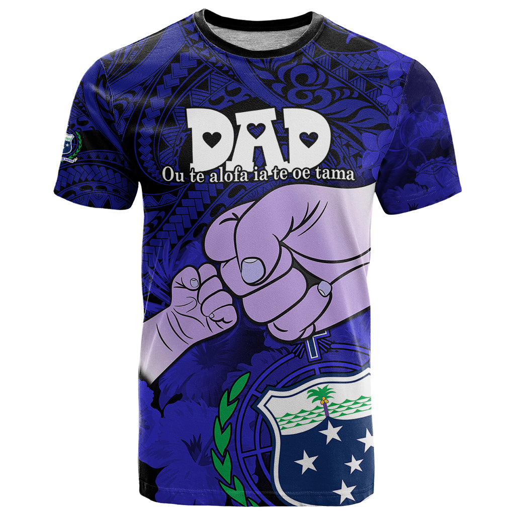 Dads Day Samoa T-Shirt Dad Ou Te Alofa Ia Te Oe Tama - Blue Polynesian Flowers Tribal Graphic Tee
