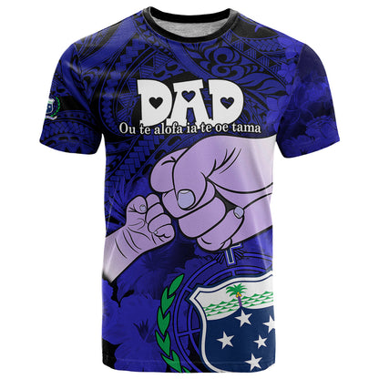 Fathers Day Polynesian Islands Samoa T-Shirt Dad Ou Te Alofa Ia Te Oe Tama - Blue Polynesian Flowers Tribal Graphic Tee