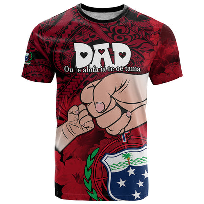 Fathers Day Polynesian Islands Samoa T-Shirt Dad Ou Te Alofa Ia Te Oe Tama - Red Polynesian Flowers Tribal Graphic Tee