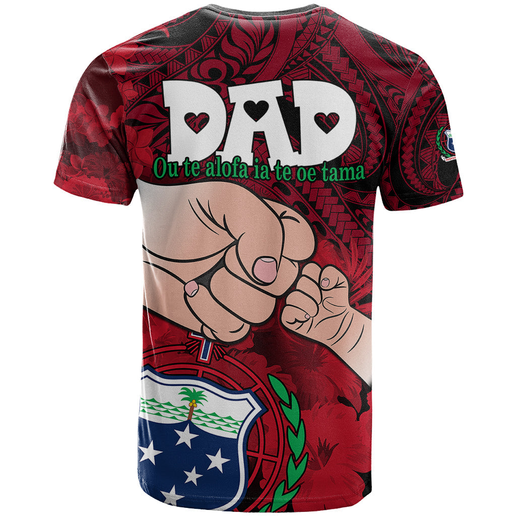 Dads Day Samoa T-Shirt Dad Ou Te Alofa Ia Te Oe Tama - Red Polynesian Flowers Tribal Graphic Tee