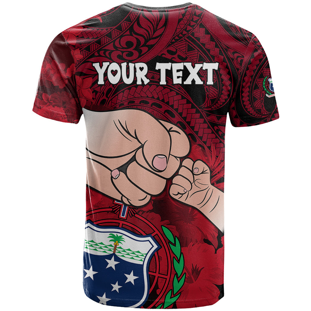 Personalised Dads Day Samoa T-Shirt Dad Ou Te Alofa Ia Te Oe Tama - Red Polynesian Flowers Tribal Graphic Tee