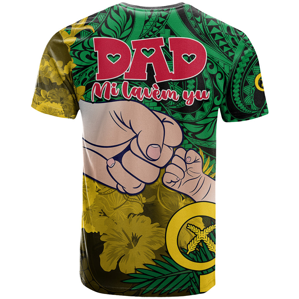 Dads Day Vanuatu T-Shirt Dad Mi lavem yu - Polynesian Flowers Tribal Graphic Tee