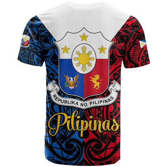 125th Independence Anniversary Philippines T-Shirt Polynesian Pilipinas Flag Style - Black Graphic Tee