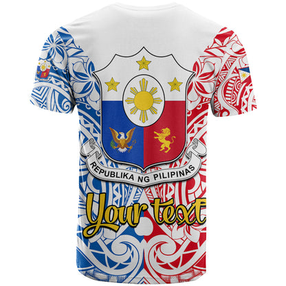 Personalised Polynesian Philippines T-Shirt Pilipinas Flag Style for 125th Independence Anniversary White Graphic Tee