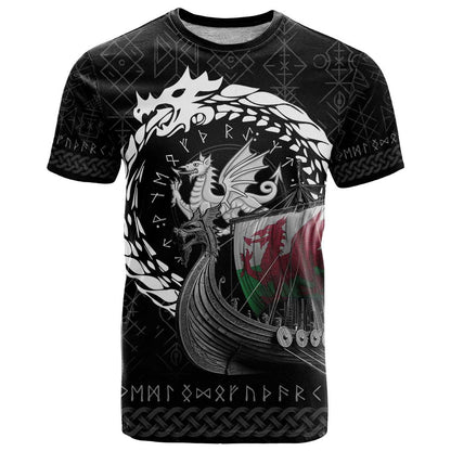 Wales Viking Drakkar T-Shirt Viking Blood Graphic Tee