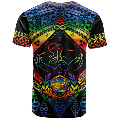 Tonga LGBT T-Shirt Love Is Love Ngatu Rainbow Water Color Graphic Tee