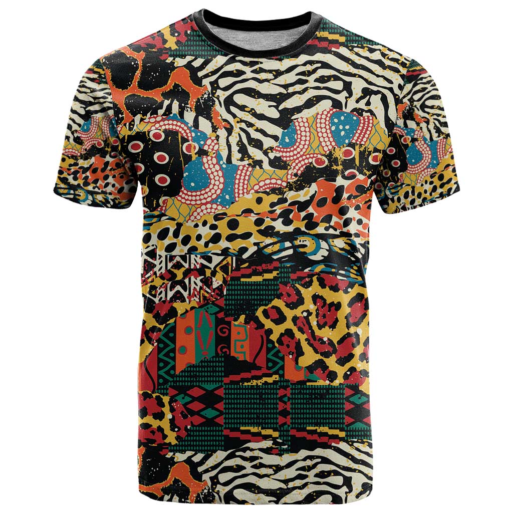 African Mixed Wild Animal Skins T-Shirt Graphic Tee