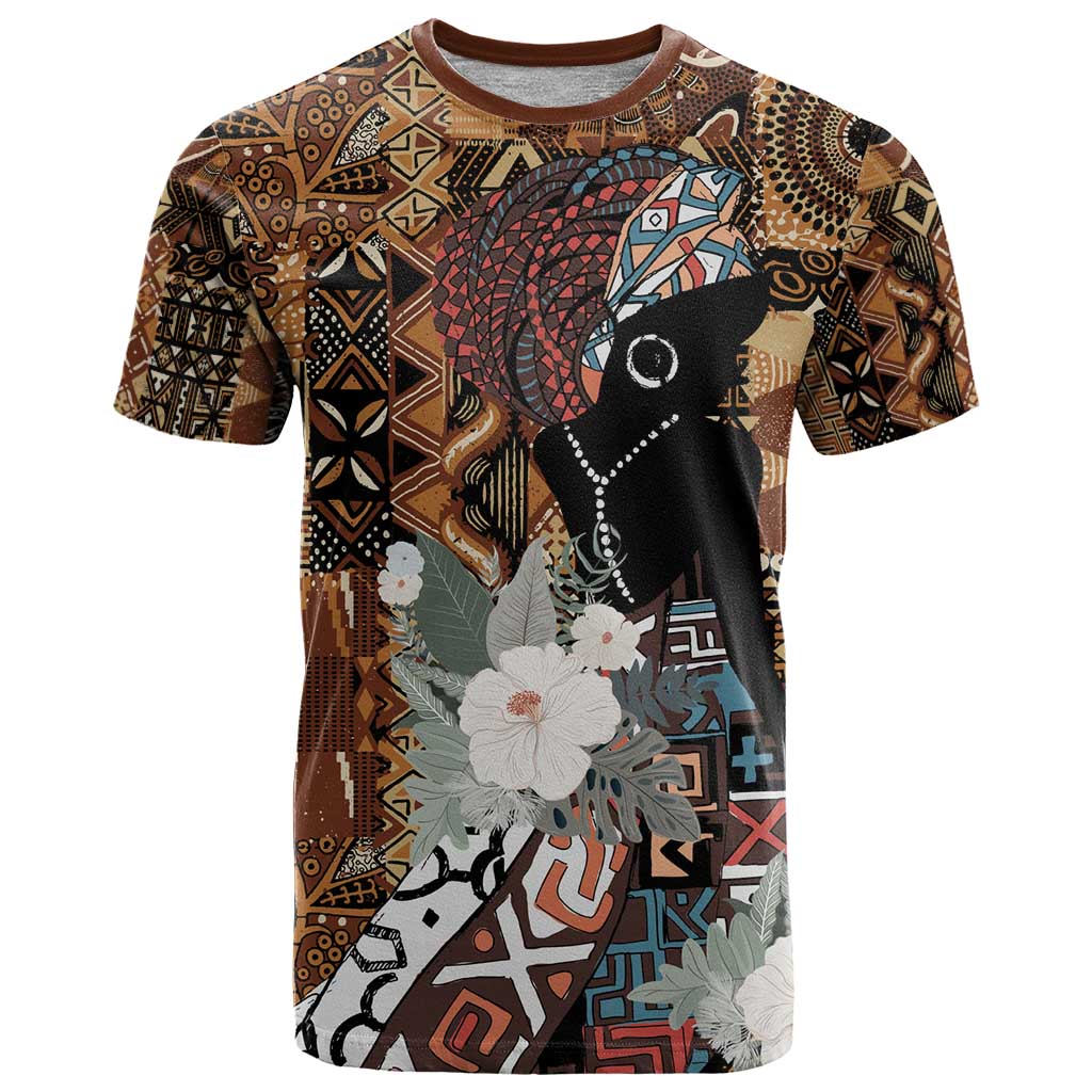 Beautiful Black Woman T-Shirt African Tribal Pattern Graphic Tee