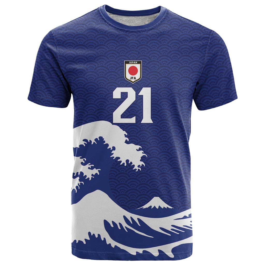 Custom Football Japan Yatagarasu T-Shirt Tsunami Wave Pattern Graphic Tee