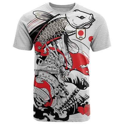 Personalized Football Japan Yatagarasu T-Shirt White Samurai Tsunami Wave Pattern Graphic Tee