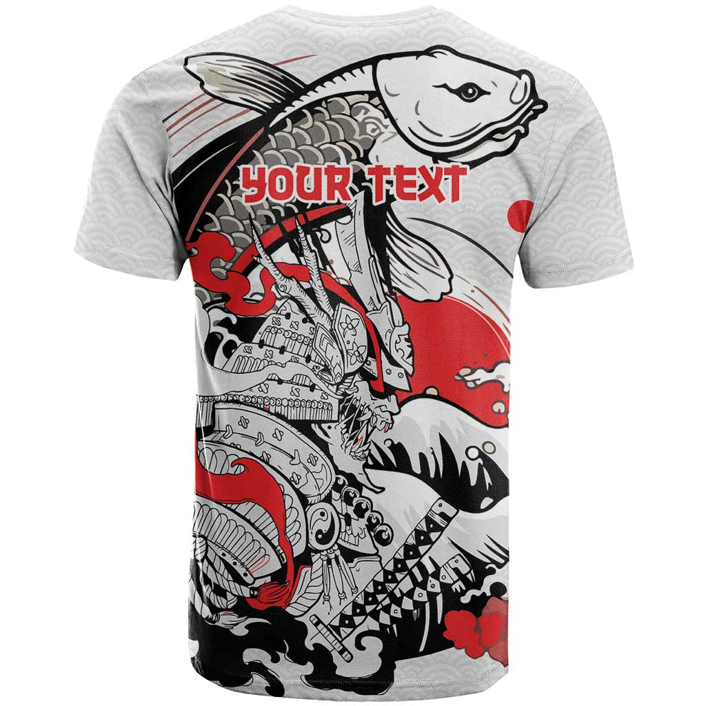 Personalized Football Japan Yatagarasu T-Shirt White Samurai Tsunami Wave Pattern Graphic Tee