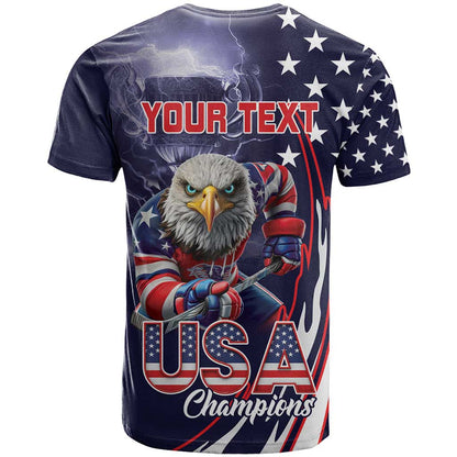United States Ice Hockey Champions Personalized T-Shirt Lets Go Boy USA Goal Graphic Tee