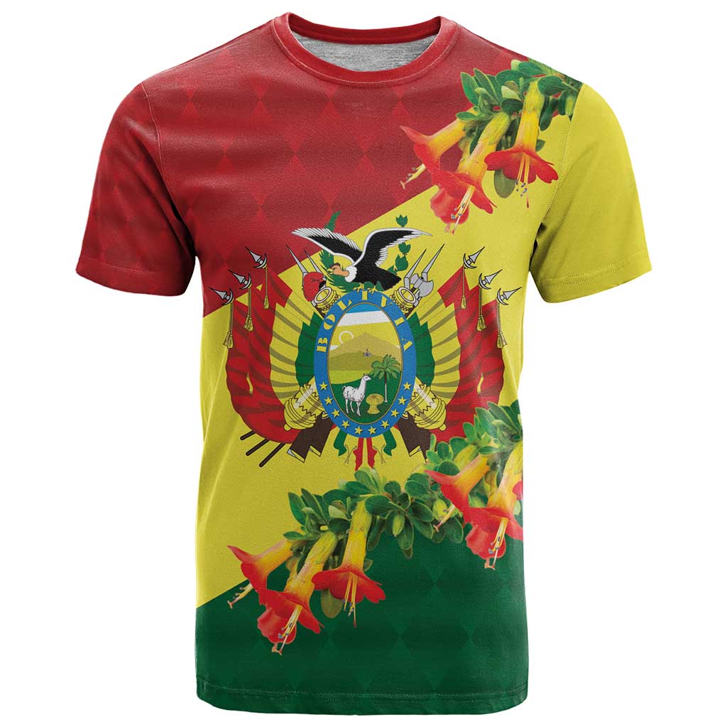 Bolivia Andean Condor Kantuta Flowers T-Shirt Graphic Tee