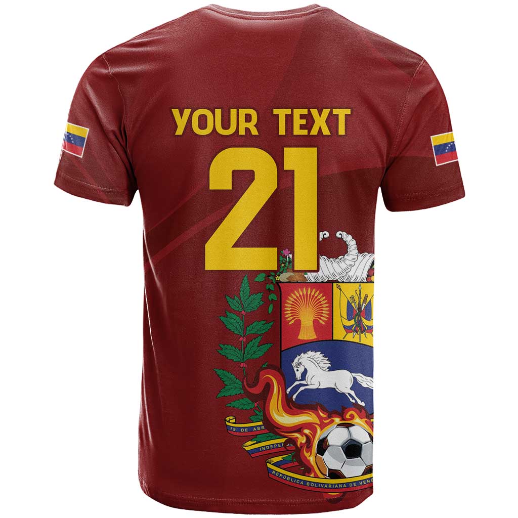 Venezuela Football Custom T-Shirt La Vinotinto Red Wine Coat of Arms Graphic Tee