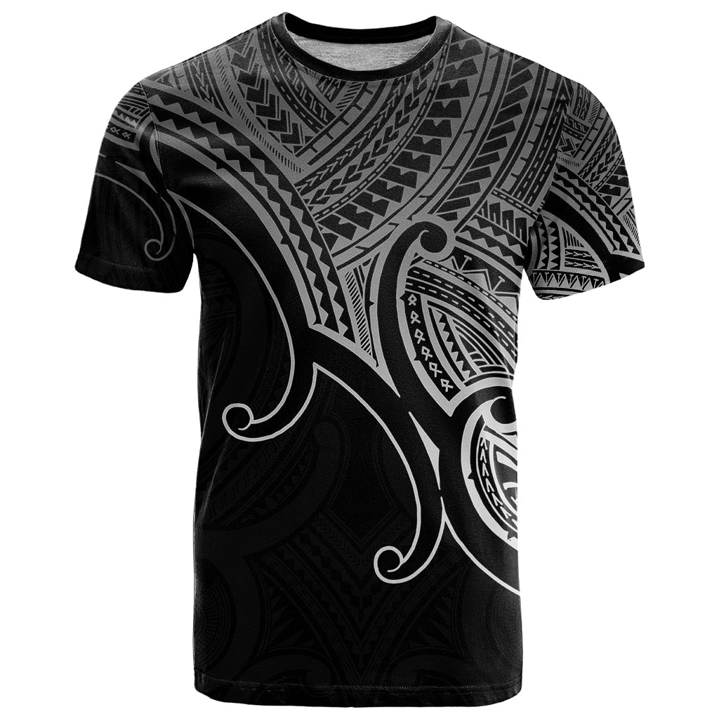 Aotearoa Polynesian T-Shirt with Maori Koru Black Graphic Tee