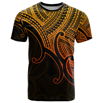 Aotearoa Polynesian T-Shirt with Maori Koru Gold Graphic Tee