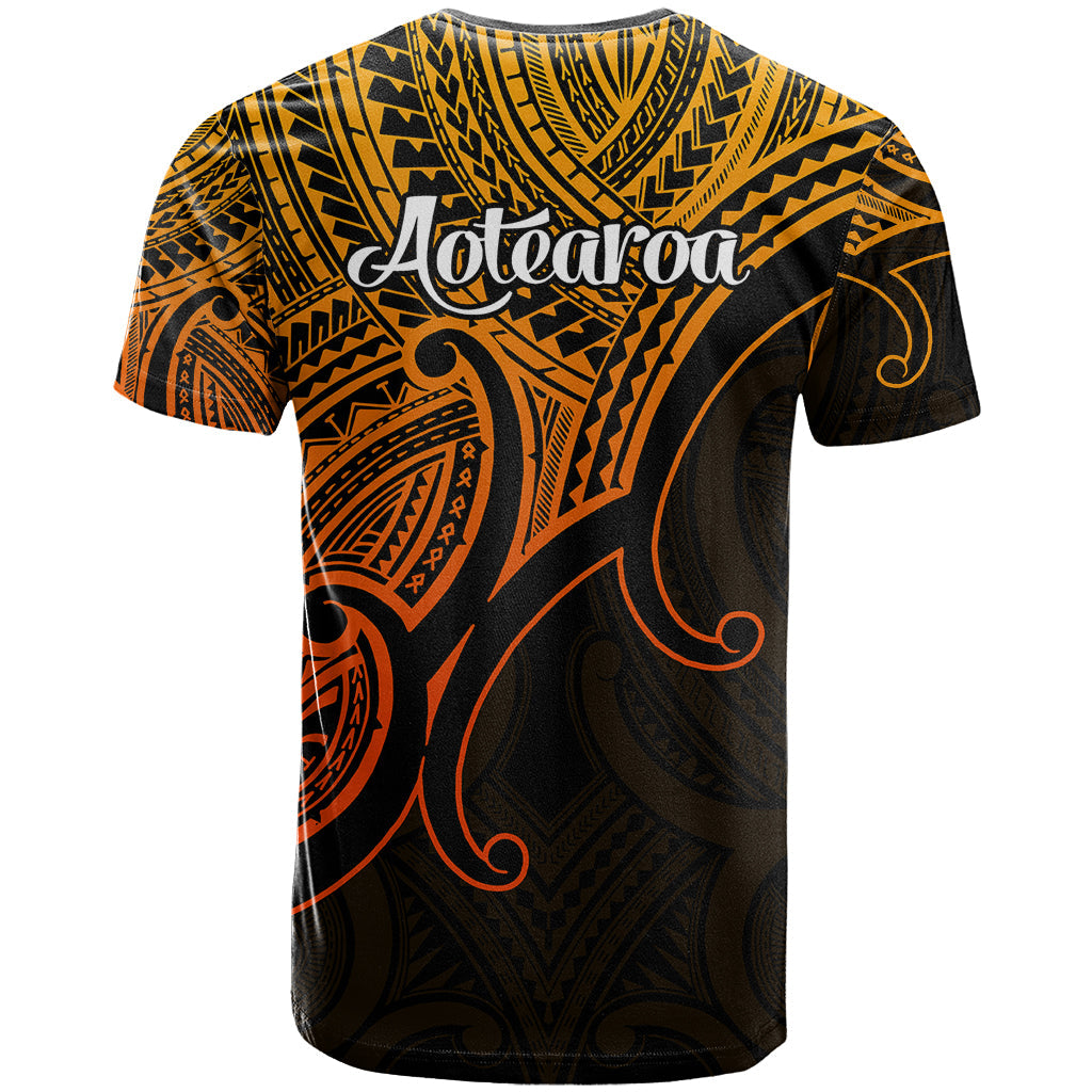 Aotearoa Polynesian T-Shirt with Maori Koru Gold Graphic Tee