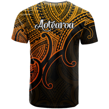 Aotearoa Polynesian T-Shirt with Maori Koru Gold Graphic Tee