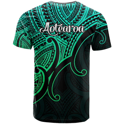 Aotearoa Polynesian T-Shirt with Maori Koru Green Graphic Tee