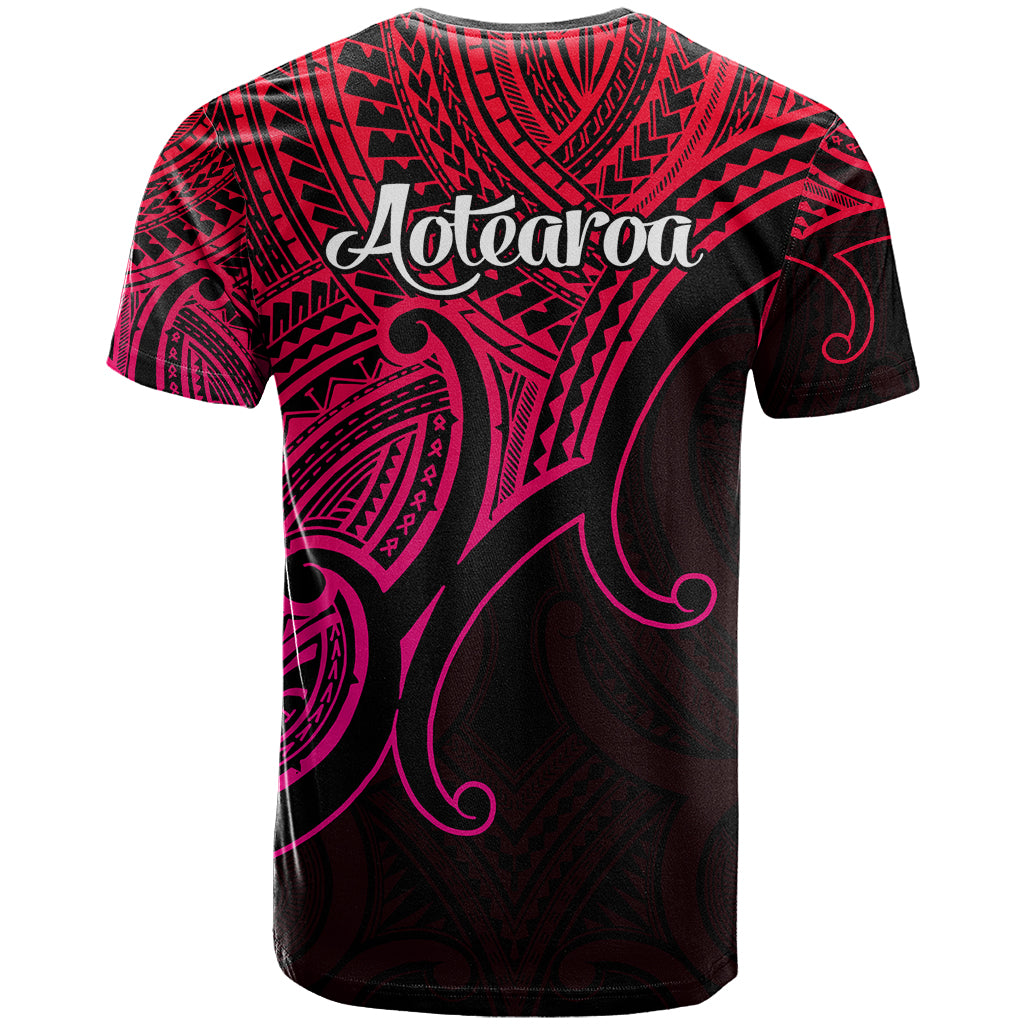 Aotearoa Polynesian T-Shirt with Maori Koru Pink Graphic Tee