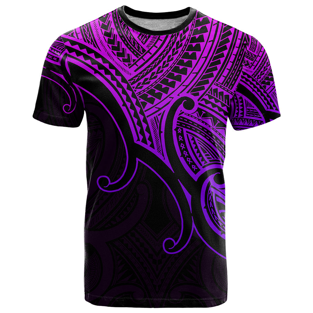 Aotearoa Polynesian T-Shirt with Maori Koru Purple Graphic Tee