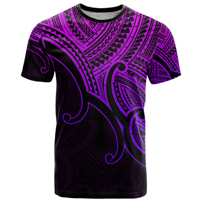 Aotearoa Polynesian T-Shirt with Maori Koru Purple Graphic Tee